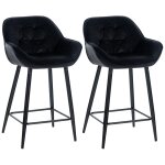Lot de 2 tabourets de bar avec accoudoirs velours noir