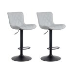 Lot de 2 tabourets de bar ajustables pivotants pvc et synthetique gris