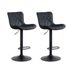 Lot de 2 tabourets de bar ajustables pivotants pvc et synthetique noir