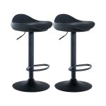 Lot de 2 tabourets de bar ajustables pivotants pvc et synthetique noir