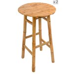 Lot de 2 tabourets de bar en bambou massif Lot de 2 tabourets de bar en bambou massif