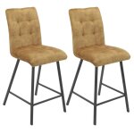 Lot de 2 tabourets de bar capitonnés jaune Lot de 2 tabourets de bar capitonnés jaune