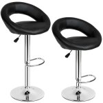 Lot 2 tabourets de bar cuir synthtique hauteur d'assise 63 - 83cm noir