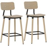 Lot de 2 tabourets de bar dossier hauteur réglable et repose - pieds Lot de 2 tabourets de bar dossier hauteur réglable et repose - pieds
