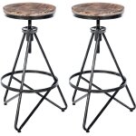 Lot de 2 tabourets de bar industriel en métal argent Lot de 2 tabourets de bar industriel en métal argent