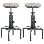 Lot de 2 tabourets de bar industriel en métal argent antique Lot de 2 tabourets de bar industriel en métal argent antique