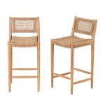Lot de 2 tabourets de bar intrieur / extrieur h65cm - bois clair