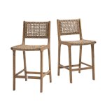 Lot de 2 tabourets de bar intérieur / extérieur h66cm - bois clair Lot de 2 tabourets de bar intérieur / extérieur h66cm - bois clair