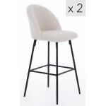 Lot de 2 tabourets de bar en métal et bouclettes blanches Lot de 2 tabourets de bar en métal et bouclettes blanches