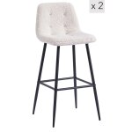 Lot de 2 tabourets de bar en mtal et bouclettes blanches