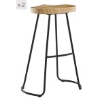 Lot de 2 tabourets de bar en mtal et frne naturel