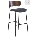 Lot de 2 tabourets de bar en mtal et frne simili cuir