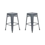 Lot de 2 tabourets de bar mtal gris
