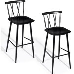 Lot de 2 tabourets de bar en mtal noir avec repose - pieds 48x40x105 cm