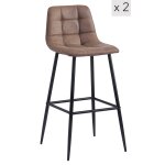 Lot de 2 tabourets de bar en métal et simili marron Lot de 2 tabourets de bar en métal et simili marron