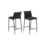 Lot de 2 tabourets de bar en métal et tissu gris Lot de 2 tabourets de bar en métal et tissu gris