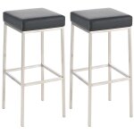 Lot 2 tabourets de bar avec pieds en mtal en pvc et synthetique noir