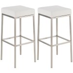 Lot de 2 tabouret de bar avec pieds en pvc et synthetique blanc Lot de 2 tabouret de bar avec pieds en pvc et synthetique blanc