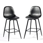 Lot de 2 tabourets de bar pivotants en pu noir de style indus Lot de 2 tabourets de bar pivotants en pu noir de style indus