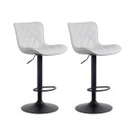 Lot de 2 tabouret de bar pivotant en pvc et synthetique blanc