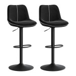 Lot de 2 tabourets de bar pivotants rglables en hauteur velours noir