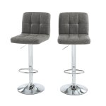 Lot de 2 tabourets de bar en pu gris pitement chrom