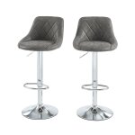 Lot de 2 tabourets de bar en pu gris pitement chrom
