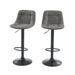Lot de 2 tabourets de bar en pu gris pitement noir