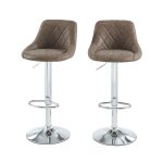 Lot de 2 tabourets de bar en pu marron pitement chrom