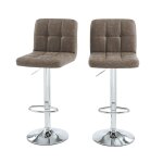 Lot de 2 tabourets de bar en pu marron pitement chrom