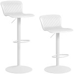 Lot de 2 tabourets de bar r�glable en hauteur pp et m�tal blanc