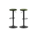 Lot de 2 tabourets de bar rglables et pivotants en velours vert