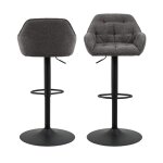 Lot de 2 tabourets de bar rglables en tissu et mtal h63 - 84cm - gris