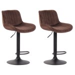 Lot de 2 tabourets de bar réglables en velours marron Lot de 2 tabourets de bar réglables en velours marron