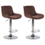 Lot de 2 tabourets de bar réglables en velours marron Lot de 2 tabourets de bar réglables en velours marron