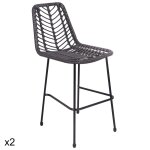 Lot de 2 tabourets de bar en rotin synth�tique noirs