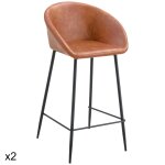 Lot de 2 tabourets de bar en simili cognac Lot de 2 tabourets de bar en simili cognac
