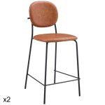 Lot de 2 tabourets de bar en simili cognac Lot de 2 tabourets de bar en simili cognac