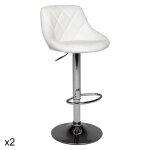 Lot de 2 tabourets de bar en simili cuir blanc Lot de 2 tabourets de bar en simili cuir blanc