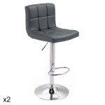 Lot de 2 tabourets de bar en simili cuir gris Lot de 2 tabourets de bar en simili cuir gris