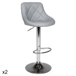 Lot de 2 tabourets de bar en simili cuir gris