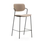 Lot de 2 tabourets de bar en simili cuir et mtal h67 cm - beige