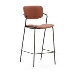 Lot de 2 tabourets de bar en simili cuir et métal h67 cm - rouille Lot de 2 tabourets de bar en simili cuir et métal h67 cm - rouille