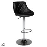 Lot de 2 tabourets de bar en simili cuir noir