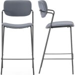 Lot de 2 tabourets de bar en simili gris fonc