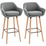 Lot de 2 tabourets de bar style scandinave repose - pieds et accoudoirs Lot de 2 tabourets de bar style scandinave repose - pieds et accoudoirs