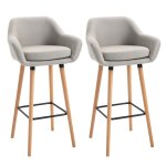 Lot de 2 tabourets de bar style scandinave repose - pieds et accoudoirs