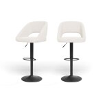 Lot de 2 tabourets de bar en tissu blanc pi�tement noir