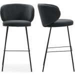 Lot de 2 tabourets de bar en tissu gris foncé Lot de 2 tabourets de bar en tissu gris foncé
