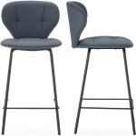 Lot de 2 tabourets de bar en tissu gris foncé Lot de 2 tabourets de bar en tissu gris foncé